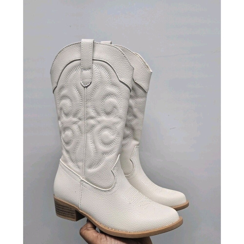 Cat & Jack Kids' Montana embroidered Western Boots Ivory - Picture 5 of 6
